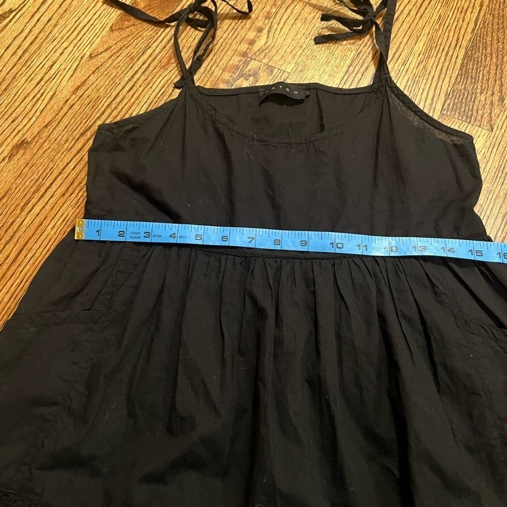 Hatch | Black Maternity Dress Tiered Pockets Spaghetti Strap Tie Sz 1/S - Picture 9 of 10